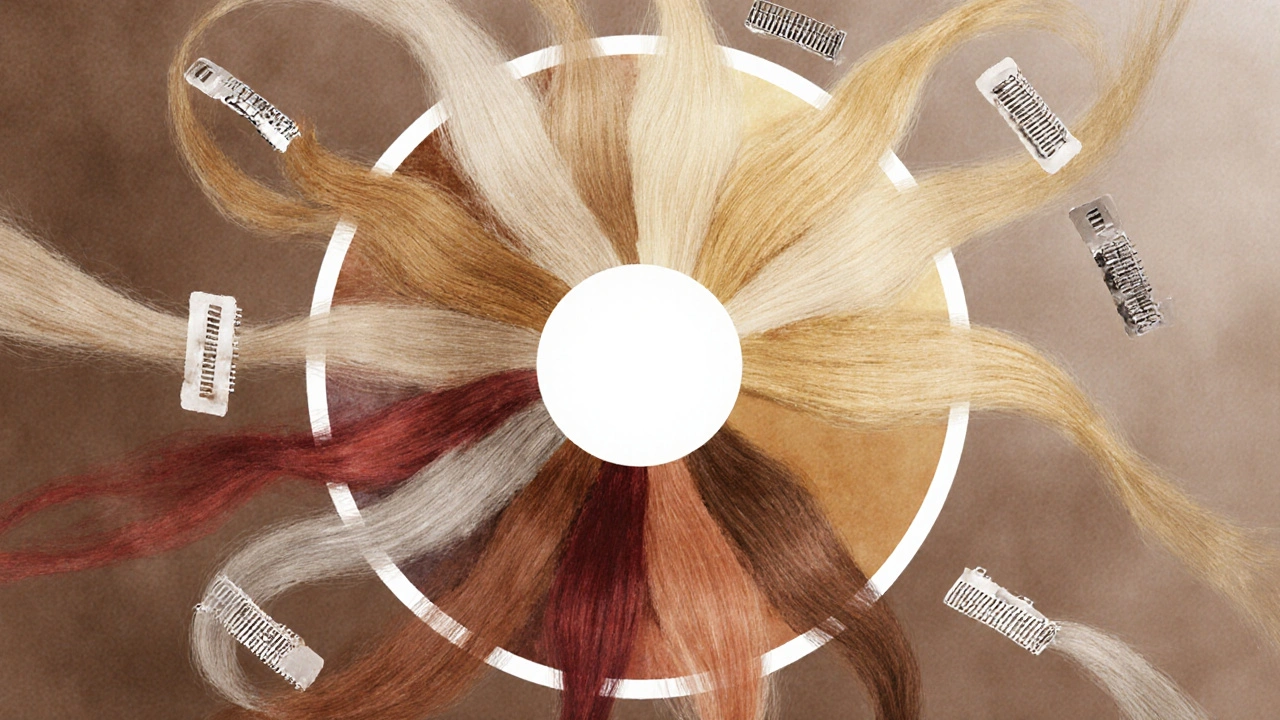 Color wheel with hair strands showing warm, cool, and neutral undertones.