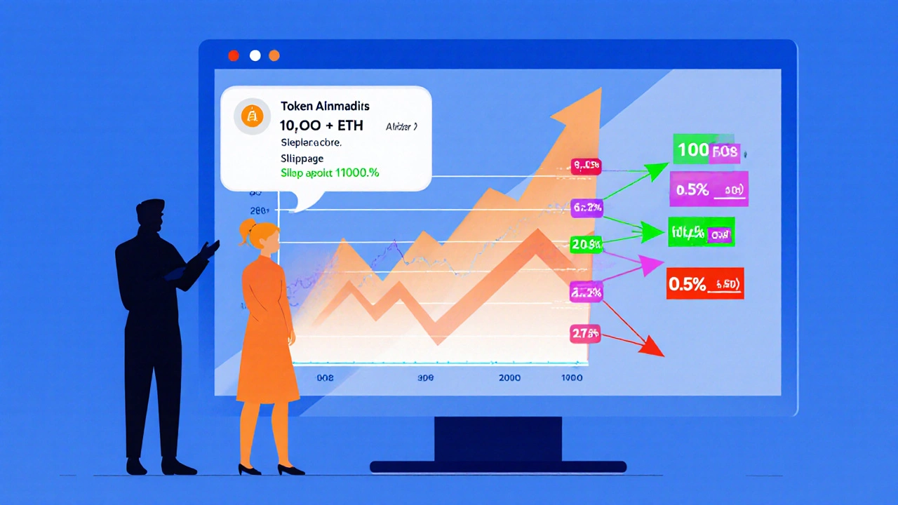DEX screen shows price spike while a validator sandwiches Alice&#039;s trade.