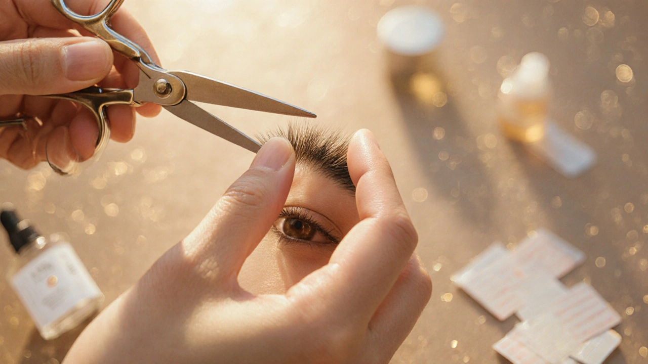 Hand trimming only stray eyebrow hairs, rest of brow left to grow naturally.