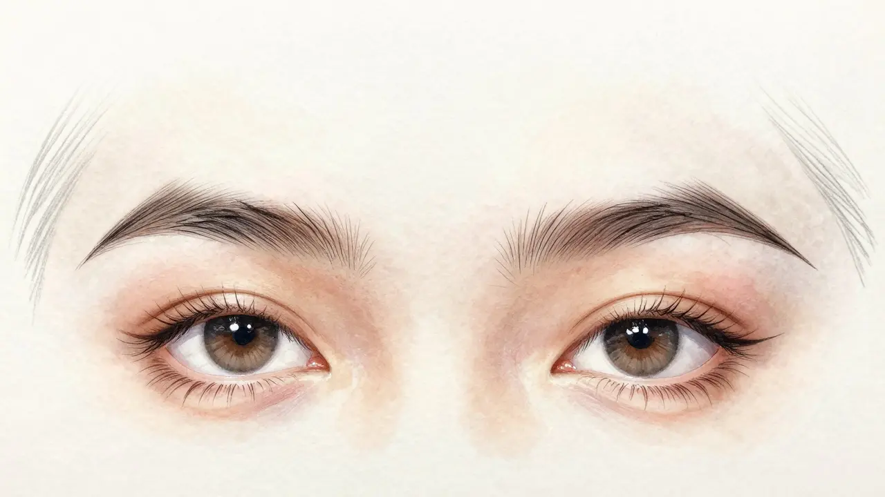 Before and after view of natural, precisely shaped eyebrows from threading.