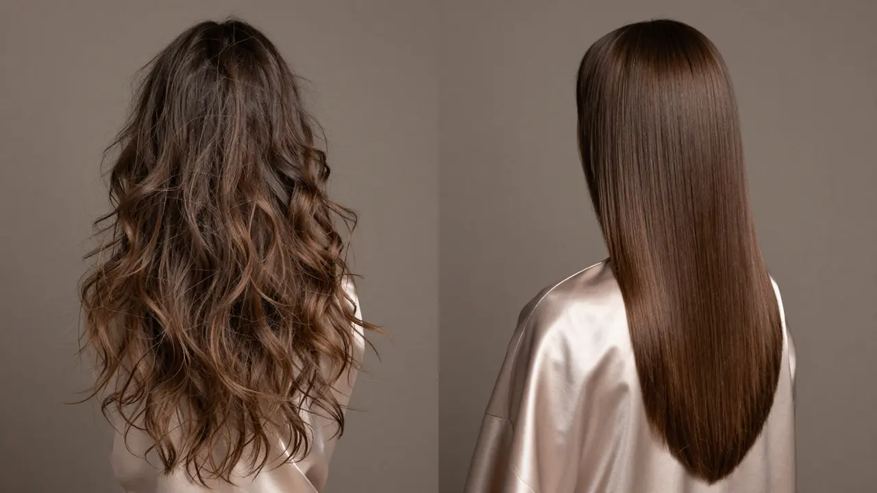 Contrasting sides of neglected versus well-maintained clip-in hair extensions.