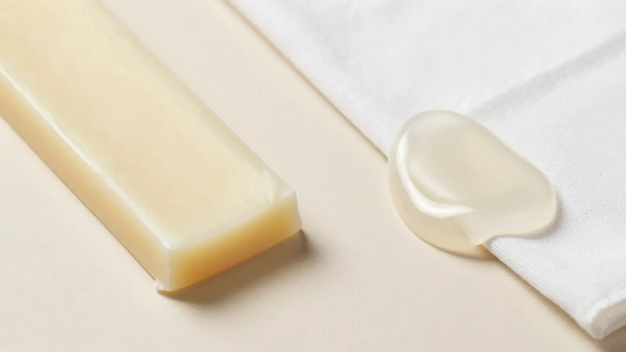 Comparison between a hard wax globule and a soft wax strip with muslin fabric