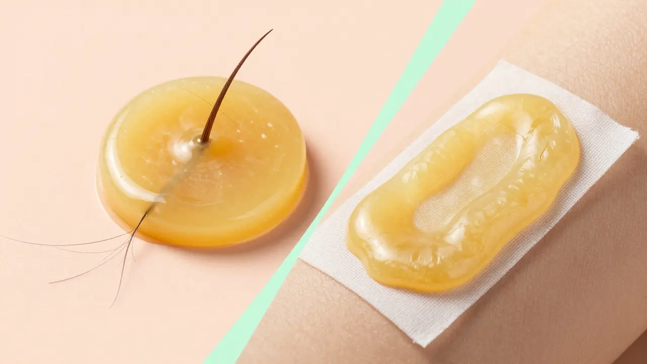 Conceptual illustration comparing the grip of hard wax versus soft wax strips.