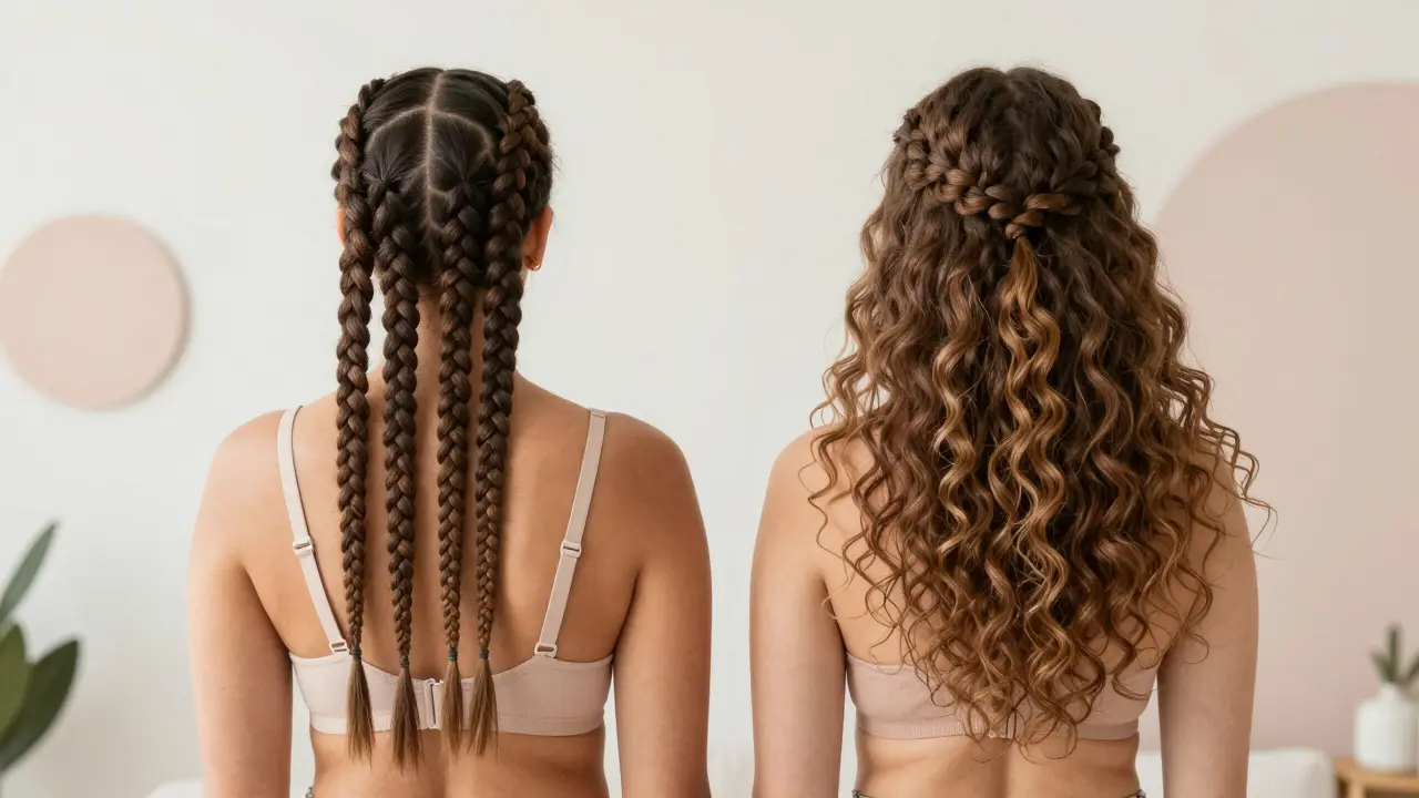 Two women showing the difference between polished box braids and bohemian braids