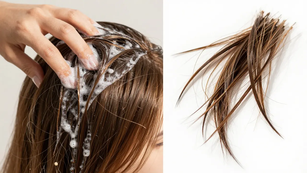 Comparison of healthy conditioned hair vs damaged dry strands
