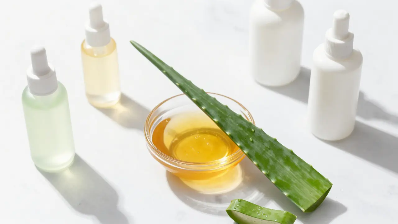 Honey and aloe vera ingredients for soothing skin after hair removal.