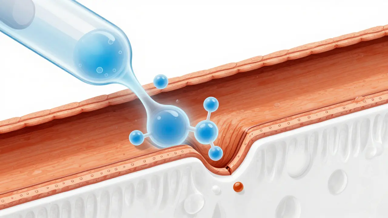 Microscopic view of hair cuticle damage from chemicals
