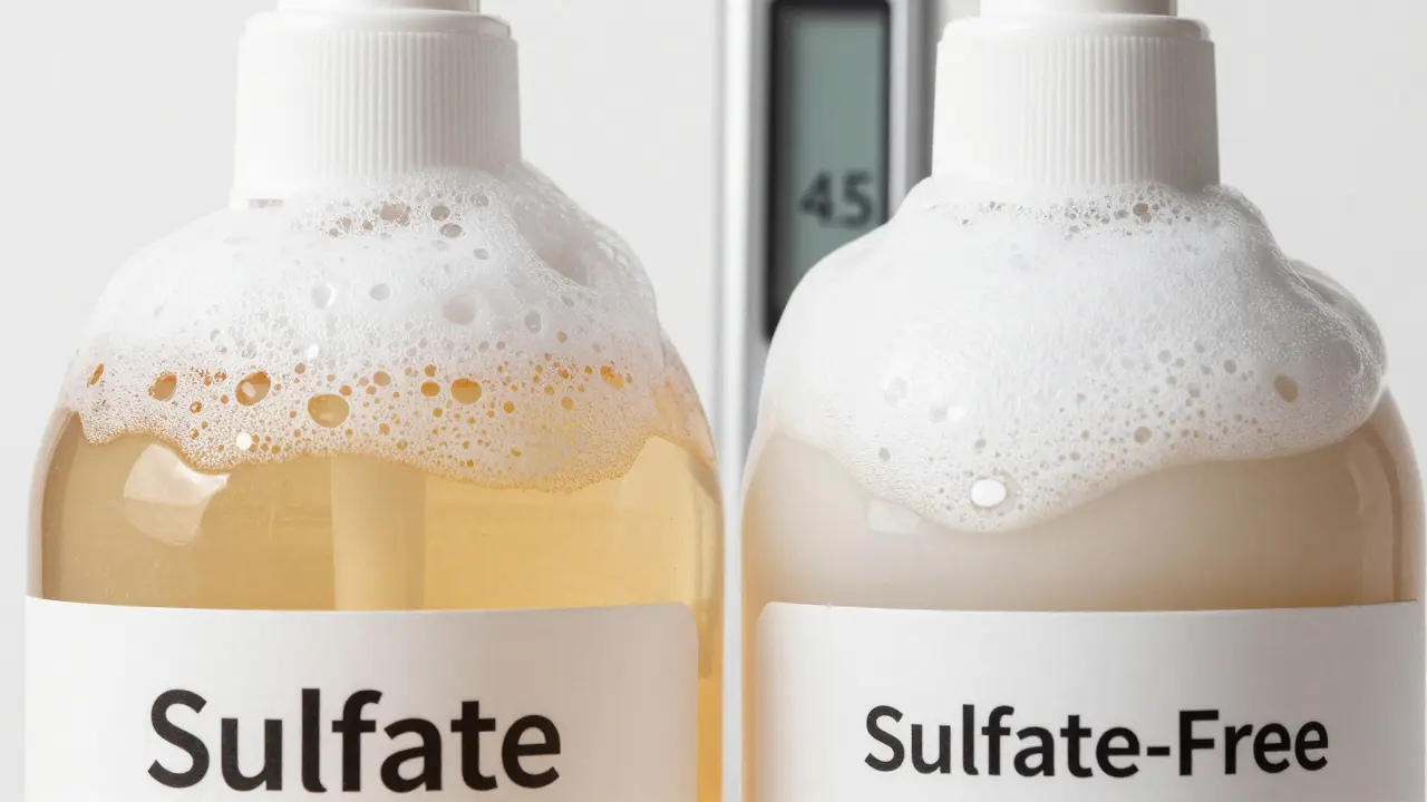 Comparison of sulfate vs sulfate-free shampoo foam and pH levels