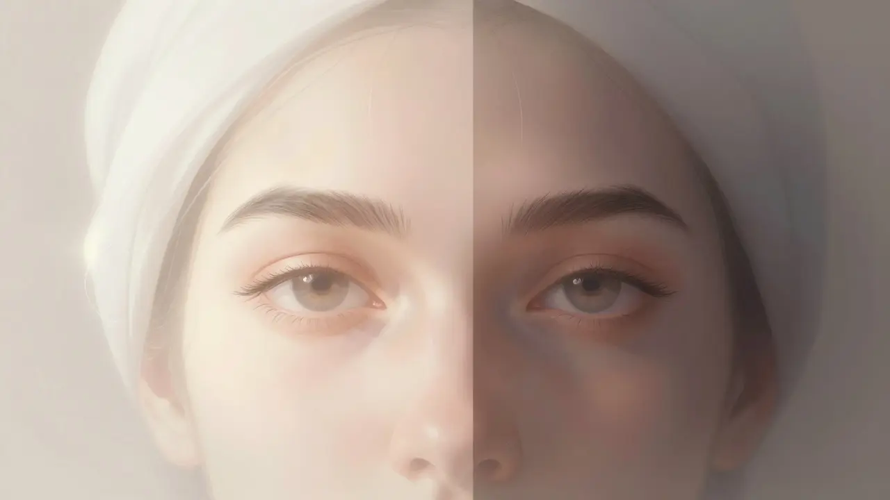 Artistic concept showing natural eyebrow shape versus altered appearance for Islamic context