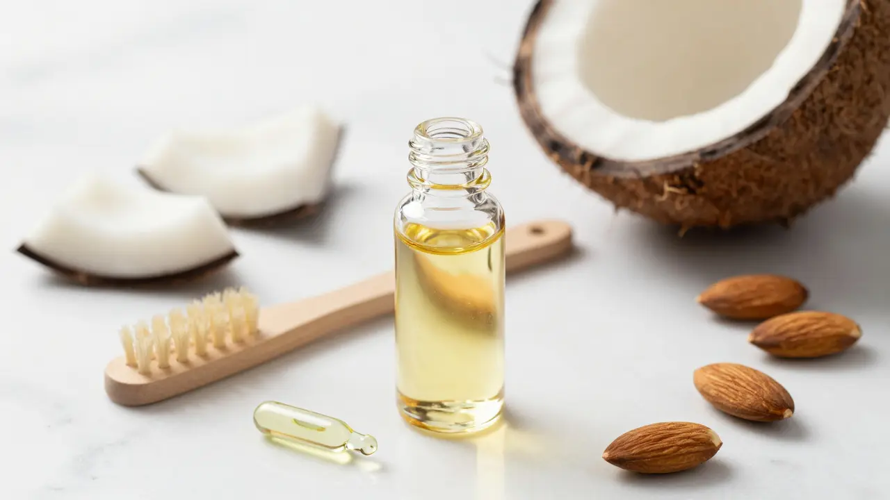 Castor oil, vitamin E, and spoolie for brow regrowth