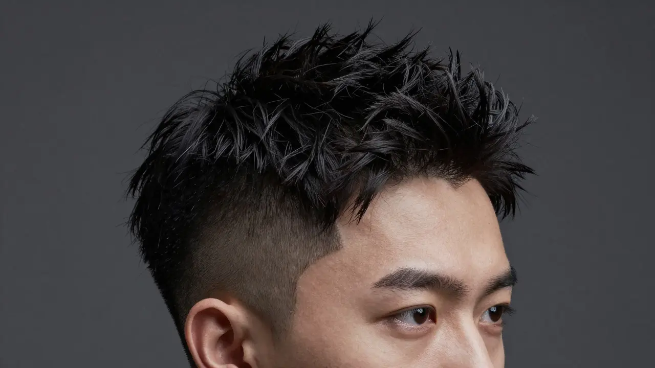 Close up of man with textured quiff and faded sides