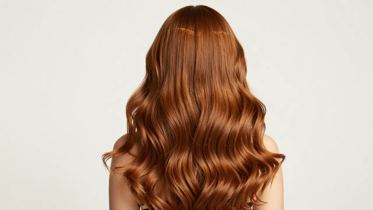 Woman with seamless tape-in hybrid hair extensions