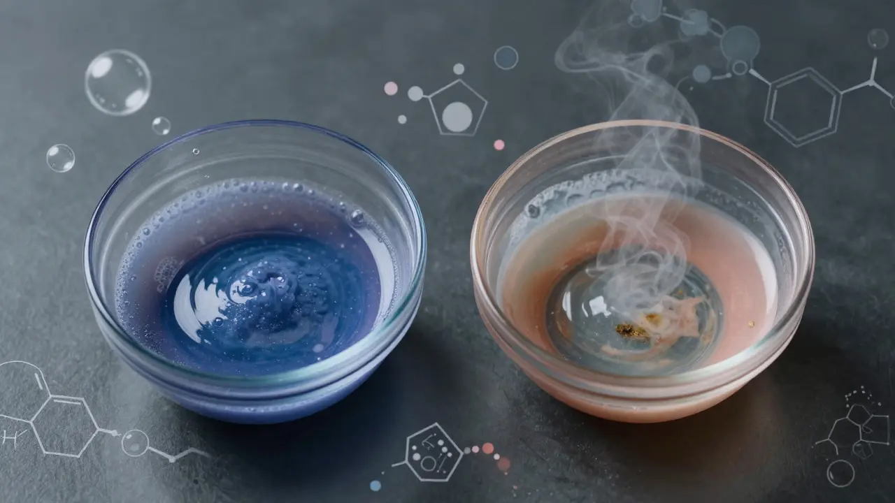 Illustration showing chemical breakdown of mixed hair dye