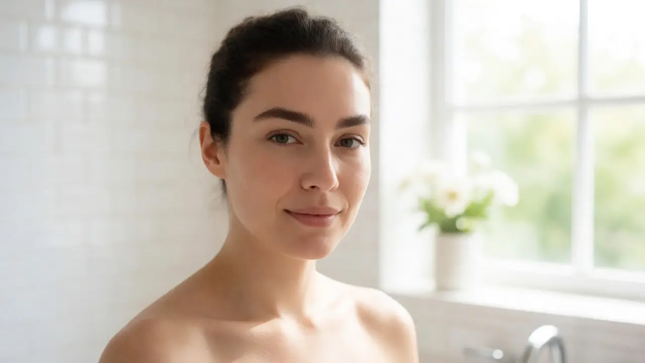 Woman with perfectly shaped brows in a bright, natural-lit setting.