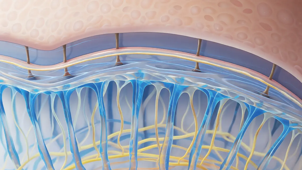 Cross-section diagram showing skin layers and intact collagen fibers