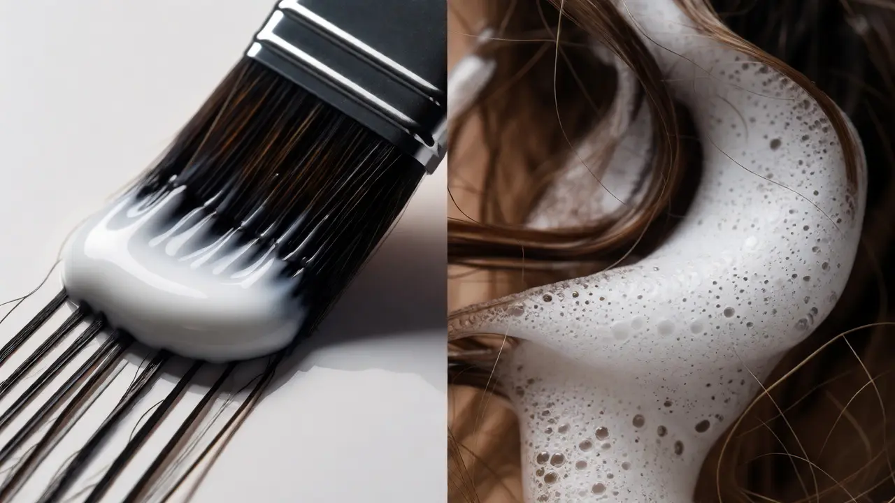 Comparison of cream dye application and foam mousse on hair