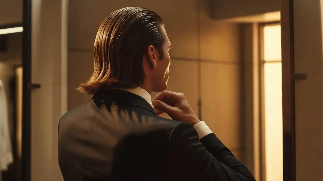 Formal portrait of a man with a sleek slick-back hairstyle