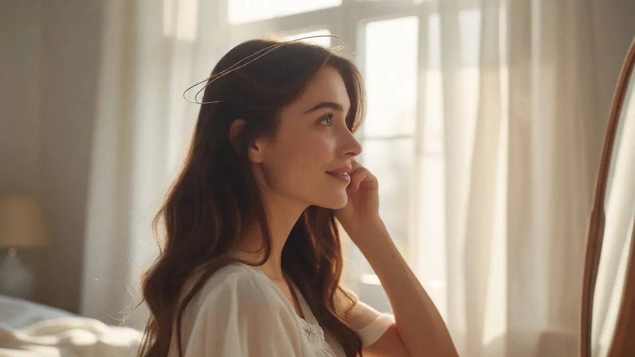 Woman wearing a comfortable halo hair extension